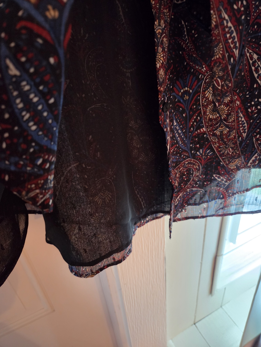 Ann Taylor Navy Paisley Button-Front Blouse - Picture 8 of 11